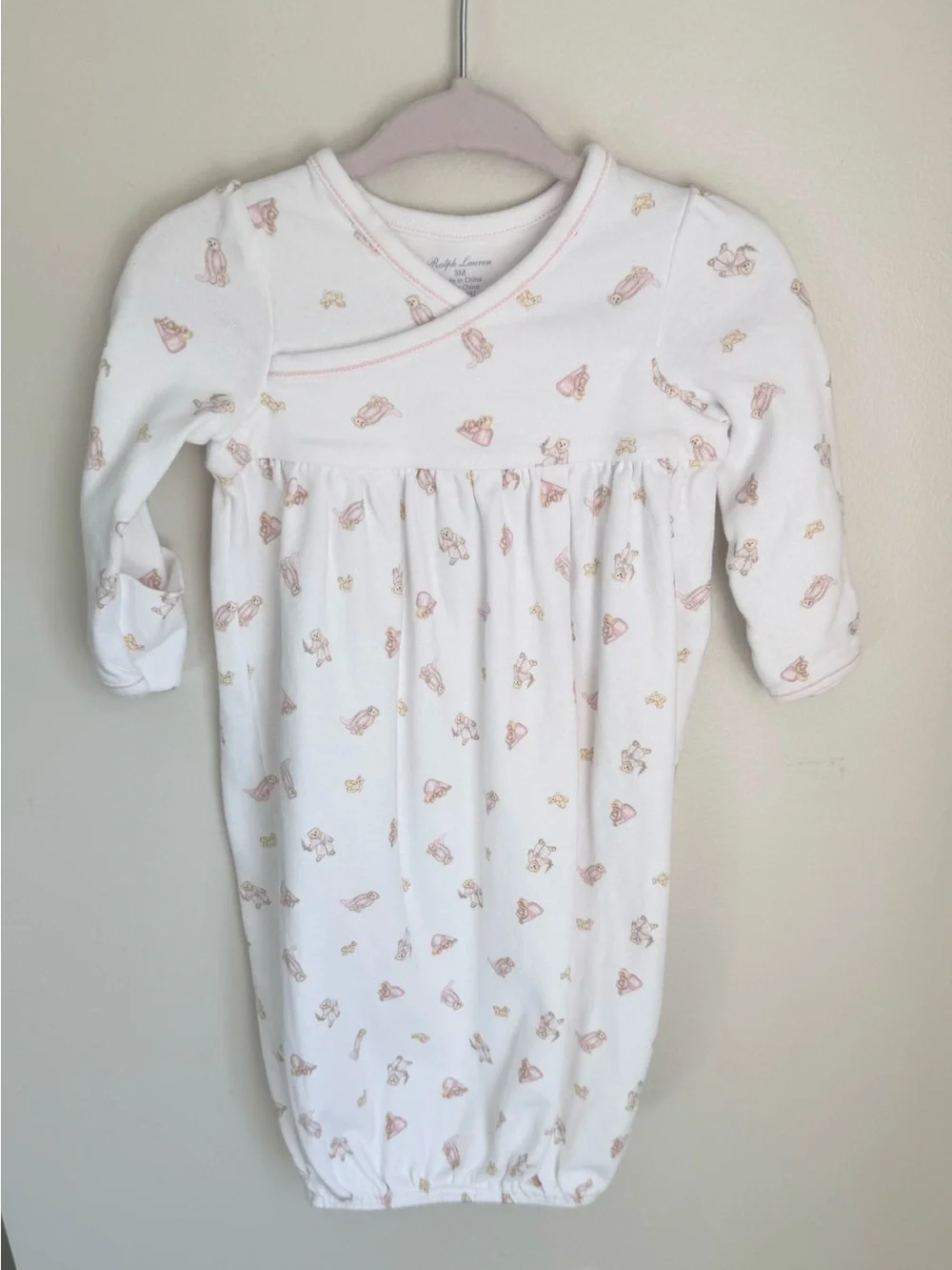 Ralph Lauren Baby Girl Kimono Logo Print Sleep Gown 3M